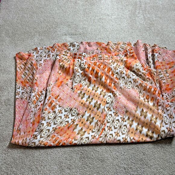 Passport Women's Orange Geometric Pull Up Maxi Lined Preppy Skirt Sz Medium NWT - Picture 9 of 13